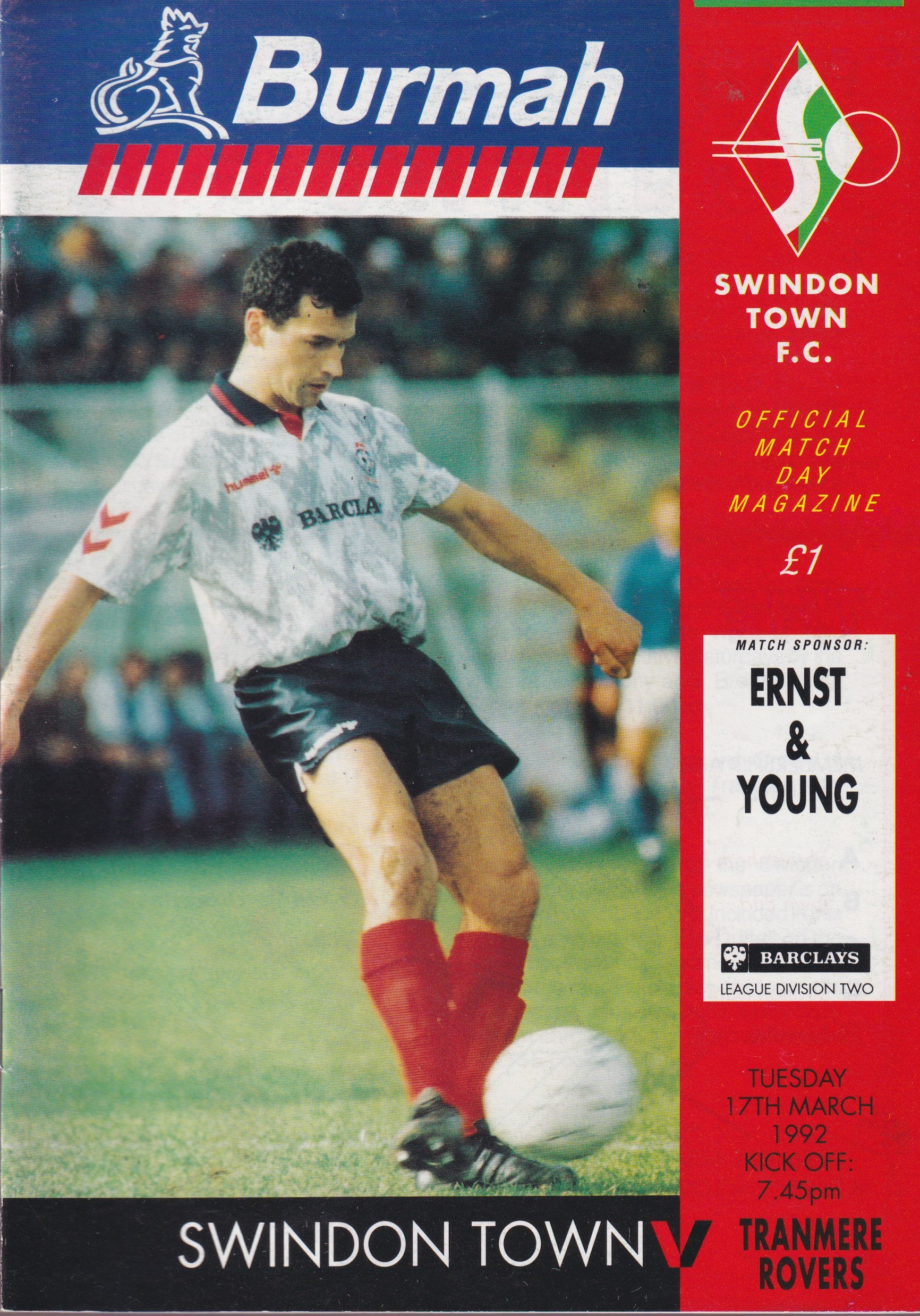 Swindon Town v Tranmere Rovers match programme